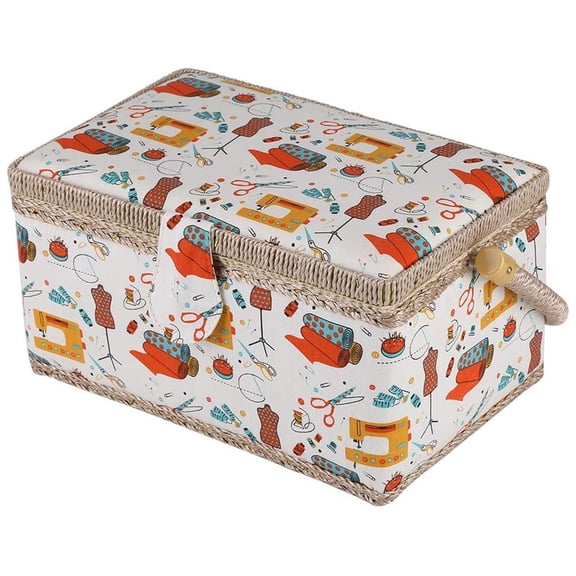 Extra Large Sewing Basket, Sewing Kit Storage And  With Tray Compartments, Pin Cushion, Sewing Basket  For , Thread, Tape Measure, Thimbles, Sewing Supplies