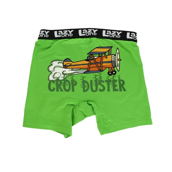 Lazy One Funny Boxer Briefs for Men, Underwear for Men, Farm, Airplane (Crop Duster, Large)