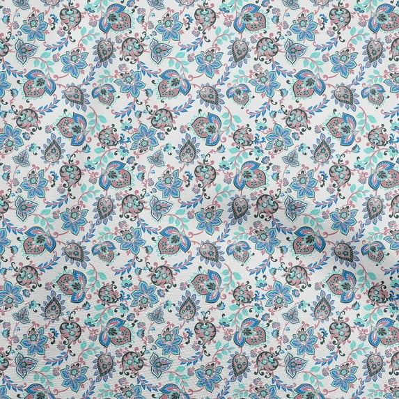 oneOone Cotton Cambric White Fabric Floral Quilting Supplies Print Sewing Fabric By The Yard 56 Inch Wide