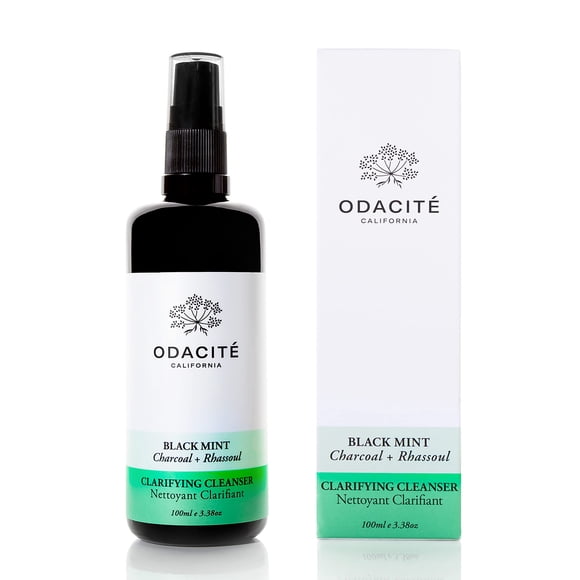 ¿Odacito? Limpiador facial con espuma - Receta brillante de carbón activado con menta negra y arcilla Rhassoul - Hidratante facial con limpieza profunda para un lavado facial suave para eliminar la su