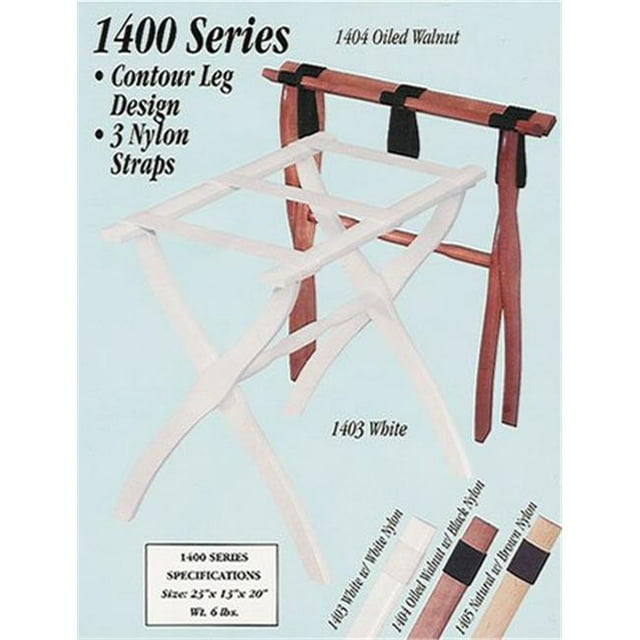 Gate House Furniture 1403 White Luggage Rack with White Nylon Straps - 22 X 13 X 20 Inch