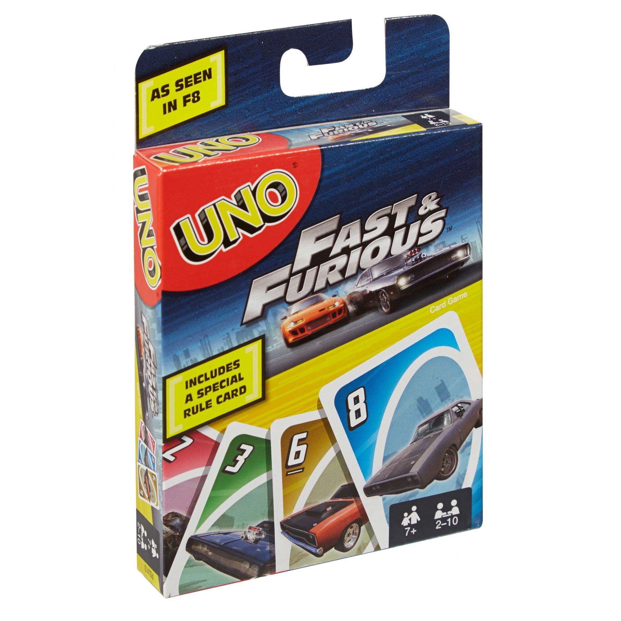 UNO Fast & Furious Theme Card Game for 2-10 Players Ages 7Y+