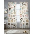 thumbnail image 3 of Coffee Cappuccino Sheer Curtains 84 inches Long 2 Panels Set Cartoon Hand Painted Modern Retro Sheer Window Curtain Rod Pocket Voile Drapes for Living Room/Bedroom, Each 52" W x 84" L, 3 of 7