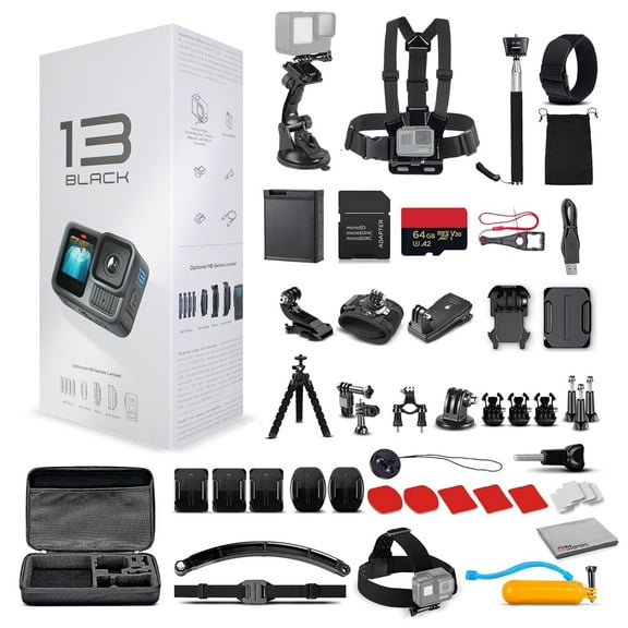 GoPro HERO13 Black Waterproof 5.3K HDR Action Camera with 64GB SD Card & 50-Piece DigiNerds Kit – 27MP Photo, Voice Control