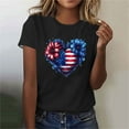 thumbnail image 2 of 2025 Women's Patriotic Sunflower T-Shirt - American Flag & Stars Print | 4th of July Short Sleeve Independence Day Graphic Top, 2 of 5