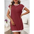 thumbnail image 4 of Women Casual A Line Dress Loose Fit Short Sleeve Round Neck Mid Length Summer Everyday Wear, 4 of 7