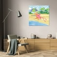 thumbnail image 3 of Paul Brent 36x36 Gallery Wrapped Canvas Wall Art Titled - Beach Chair Flamingo, 3 of 4
