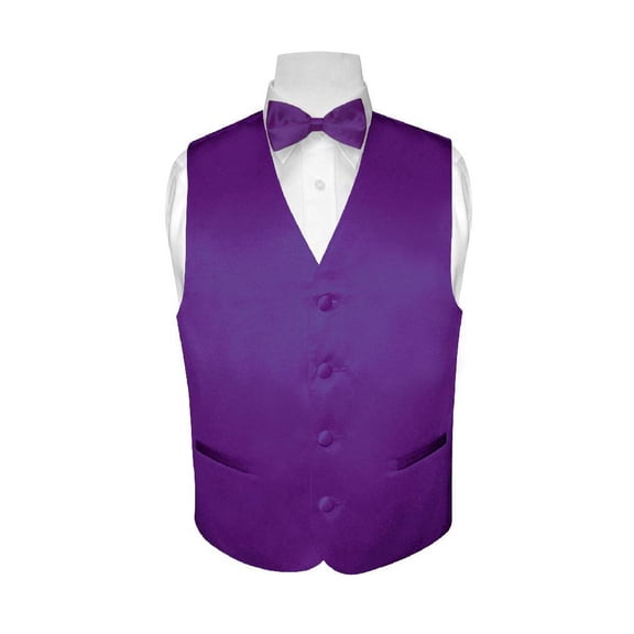 BOY'S Dress Vest & BOW TIE Solid PURPLE INDIGO Color Bow Tie Set size 12