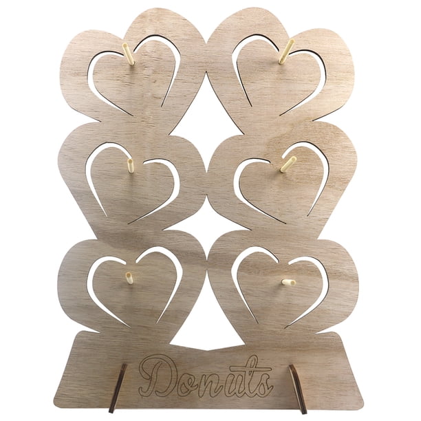 Pantalla de tablero de donas en forma de corazón Sólido Fácil de instalar Decoración Donuts Stands Pantalla Rack para mesa de postres Fiesta de boda Monstrate HA012553-00