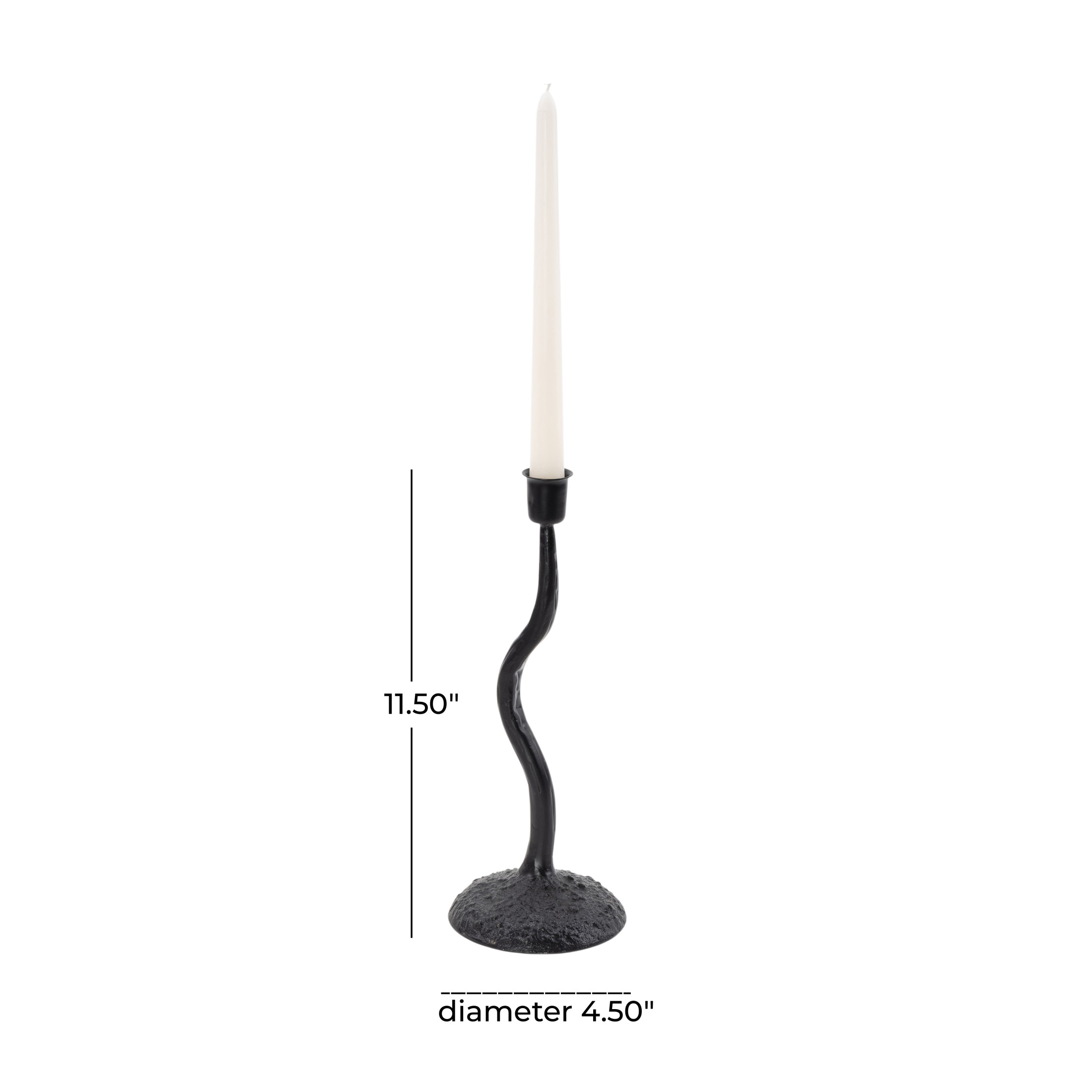 DecMode Black Metal Candle Holder with Round Base
