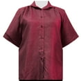 thumbnail image 1 of A Personal Touch Women's Plus Size Short Sleeve Button-Up Print Blouse with Pleats - Wine Flo - 2X, 1 of 3