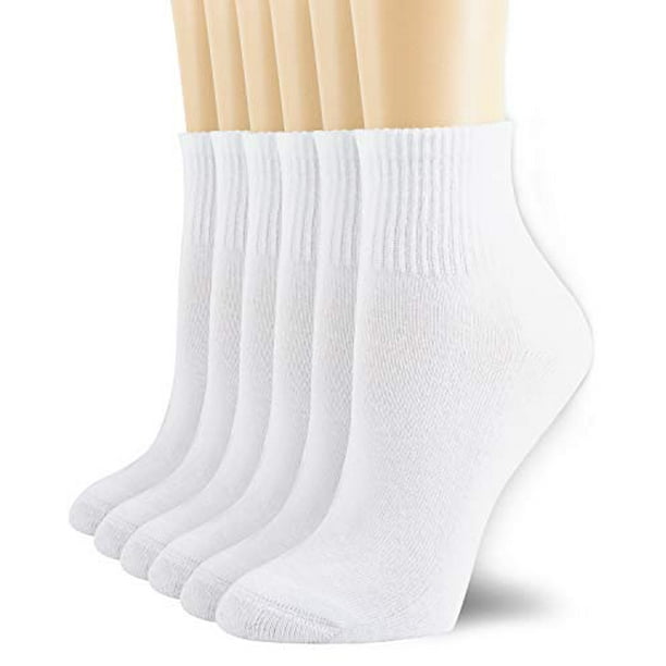 6 Pack Women's Running Sports Ankle Cotton Athletic with Thick Cushioned  Performance Breathable Socks White 9-11 - Walmart.com