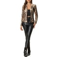 thumbnail image 2 of INSPIRE CHIC Sequin Jacket for Women's Contrast Collar Shiny Metallic Blazers, 2 of 5