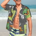 thumbnail image 4 of Uemuo Cartoon Dinosaurs Printed Regular Fit Short Sleeve Casual Hawaiian Shirt for Men,Aloha shirt,Tropical shirt,Floral print shirt,Vacation Beach shirt-3X-Large, 4 of 9