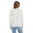 thumbnail image 5 of Ronuti 2025 Autumn Women's Round Neck Long Sleeve Button Sleeve Casual Loose Knitted Solid Color Soft Round Neck Sweater Top, 5 of 5