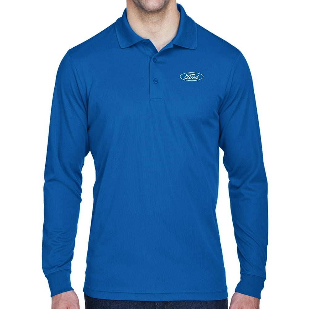 Buy Cool Shirts - Mens Ford Oval Logo Long Sleeve Polo Shirt - Royal ...