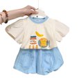 thumbnail image 1 of Conjunto de ropa elegante de verano 2025 para niñas, camiseta y pantalones cortos de dibujos animados, traje informal de 2 uds para bebés y niños, conjunto de camisetas para niños, 1 of 6