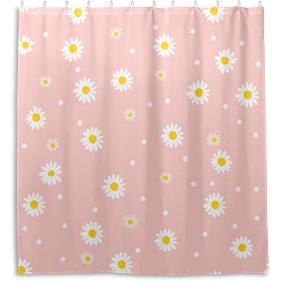 Pink Daisy Flower Shower Curtain for Bathroom Waterproof Fabric 71x71 inches
