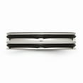 thumbnail image 3 of Stainless Steel 6mm Grooved and Black Rubber Band Size: 9; for Adults and Teens; for Women and Men, 3 of 6