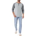 thumbnail image 2 of INSPIRE CHIC Camisetas de Hombre de Manga Larga Raglán Casual T-Shirts Henley S Gris, 2 of 6