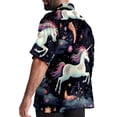 thumbnail image 3 of Starry Unicorn Men's Short Sleeve Spread Collar Tops, Casual Button Down Shirts, Printed Summer Beach Shirts, Unisex, 3 of 6