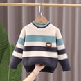 thumbnail image 2 of 2025 Enfants Filles Garçons Motif Col Rond Manches Longues Chandail Décontracté Tricoté Pulls Hauts 2-10 Ans Bleu, 2 of 7