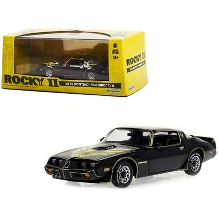 1979 Pontiac Firebird T/A Trans Am Black with Hood Phoenix "Rocky II (1979) Movie" 1/43 Diecast Model Car by Greenlight