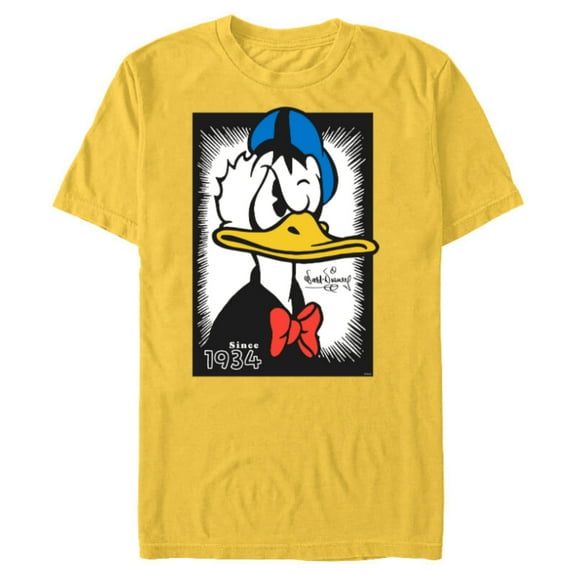 Disney Donald Duck 90th Anniversary Since 1934 Vintage Art- Short Sleeve Blended T-Shirt for Adults - Customized-Yellow