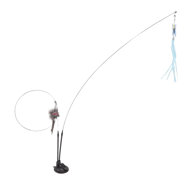 Juguete de Succión para Gatos Con Alambre de Acero, Juguete de Varita de Plumas de Gato Doble, Adecuado para Juegos en Interiores, Juguete Interactivo para Gatos para