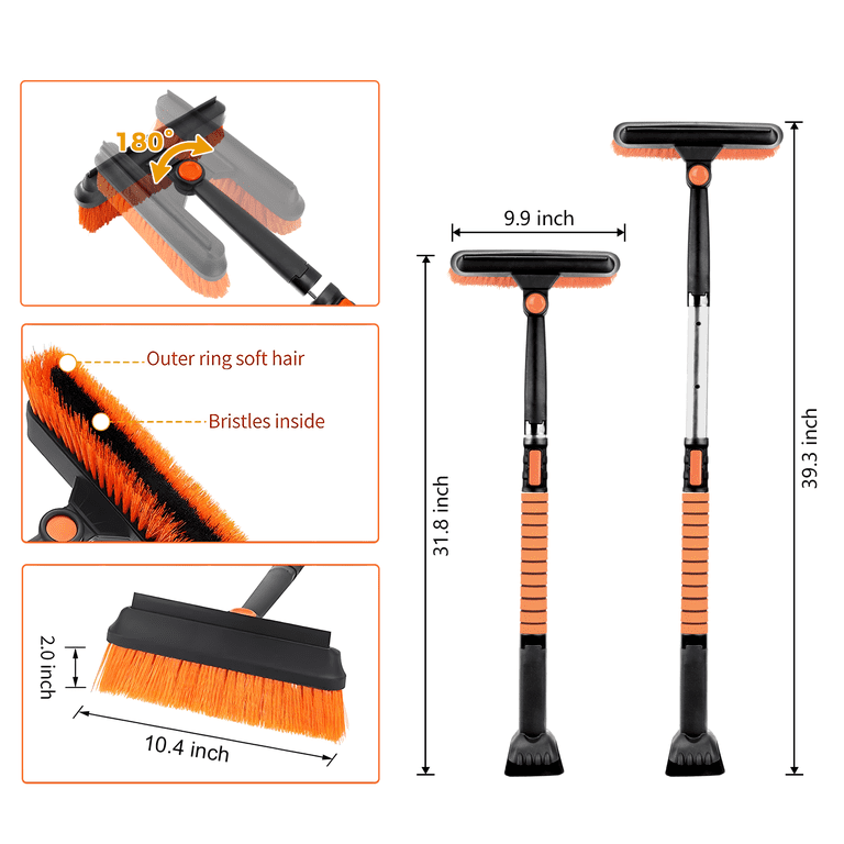 Extendable Ice Scraper and Snow Brush with 180° Head photo 4