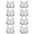 8pcs White Cat Face Masks DIY Handmade Masks Masquerade Supplies for