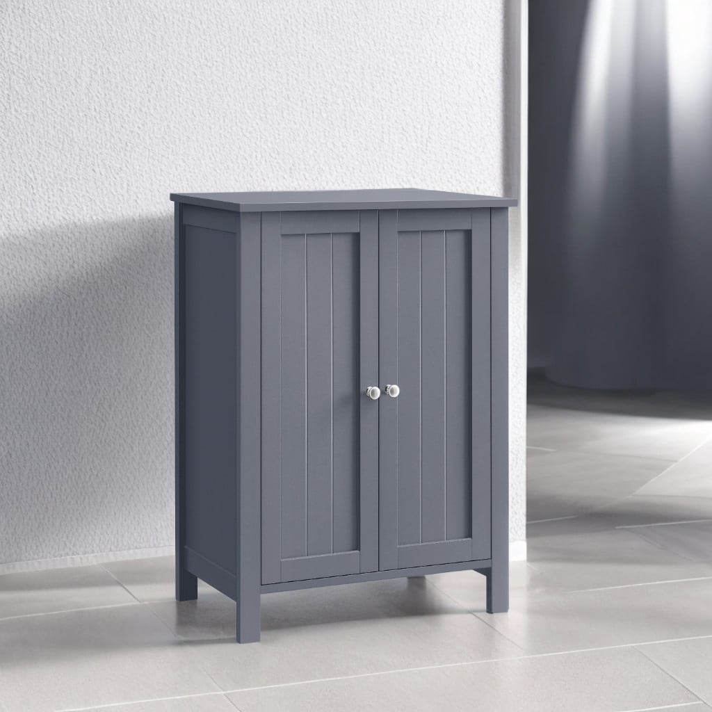 LEDREM Bathroom Cabinets Freestanding, Bathroom Storage Floor Cabinet with Doors and Adjustable Shelves, Slate Gray
