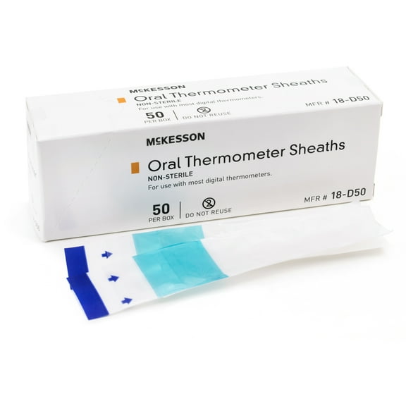 McKesson Oral Thermometer Probe Covers, Disposable Sheaths for Digital Thermometer, 50 Ct