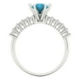 thumbnail image 4 of Clara Pucci 14K White Gold Solid Gold Turquoise Solitaire with Accents Anniversary Ring for Women - 1.05 cttw Round Cut, 4 of 8