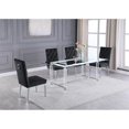 thumbnail image 2 of 5pc. 68" x 40" Glass Dinette Set with 4 Chairs and Silver Stainless Steel, 2 of 4