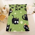 thumbnail image 5 of jejeloiu Cartoon Cat Paw Print Full Size Sheets Kids,Cute Kitten Pattern Bed Sheets,4pcs, 5 of 6