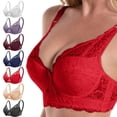 thumbnail image 4 of AWZXDE Women Plus Size Lace Bra Thin Cup Adjustable Comfort Underwire Bra For Support And Shaping Watermelon Red, 4 of 5