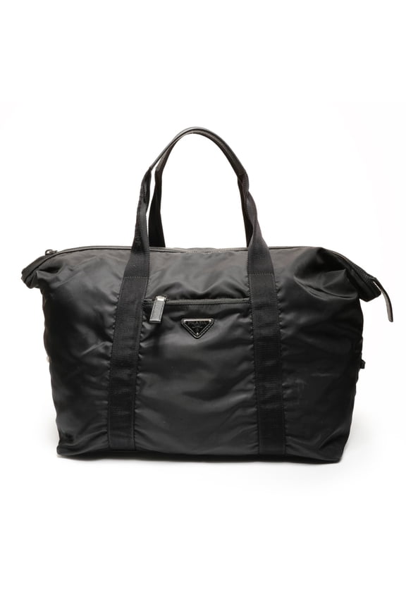 Pre-Owned Prada Nylon Triangle Logo Travel Bag/Boston Bag, Black, WS26682