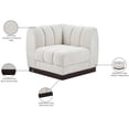 thumbnail image 3 of Meridian Furniture Quinn Cream Chenille Fabric Corner Chair, 3 of 10
