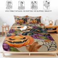 thumbnail image 5 of Twin Sze Fitted Sheet Set - Pumpkins Halloween 2 Piece Bedding Sets 16" Deep Pocket Fitted Sheet with 1 Pillowcase, Black Horror Purple Floral Beige Brushed Microfiber Hotel Luxury Bed Sheets, 5 of 9