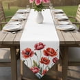 thumbnail image 6 of Table Runners 120 Inches Long, Red Flowers Cotton Linen Kitchen Dining Coffee Table Runner for Party Home Decor, Watercolor Botanical Floral Herbs Leaves Tabletop Dresser Scarves Runner 13x120 Inch, 6 of 9