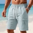 thumbnail image 2 of Npasoilc Cargo Shorts for Men Solid Color Elastic Waist Drawstring Knee Length Short Pants Fitness Training Shorts with Multi-Pocket, 2 of 5