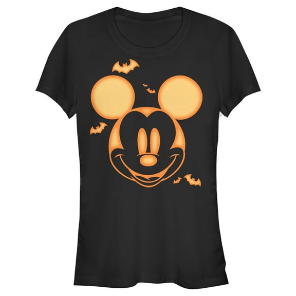 Junior's Mickey & Friends Halloween Pumpkin Face Graphic Tee Black Large