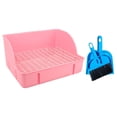 thumbnail image 3 of Papelera de arena para conejos, caja de inodoro esquinera para camas para mascotas, jaula para entrenador de orinal para mascotas, bandeja esquinera , Gris Estilo B Rosa B, 3 of 7