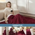 thumbnail image 2 of Cozy Comfort Electric Blanket Heated Throw - Soft Ribbed Flannel Heated Blanket, Fast Heating Electric Throw with 6 Heating Levels & 4 Time Settings, 3 Hours Auto-Off (50x60 inches, Burgundy), 2 of 7