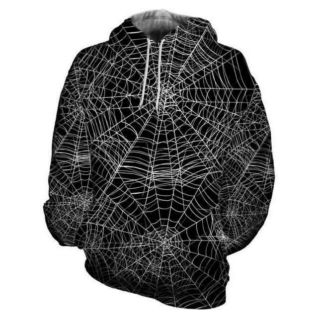 Penkiiy Chandails à Capuchon pour Hommes Liquidation Mode Décontractée Halloween Chandails en Molleton à Capuche Col Rond Imprimé Chandail Manches Longues Hauts Chandail en Molleton Noir y2k Chandails à Capuchon Hommes