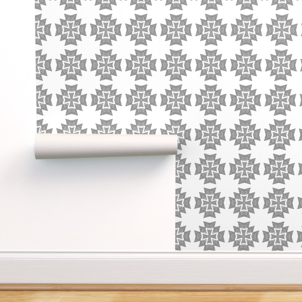 Removable Water Activated Wallpaper Grey White Maltese Cross
