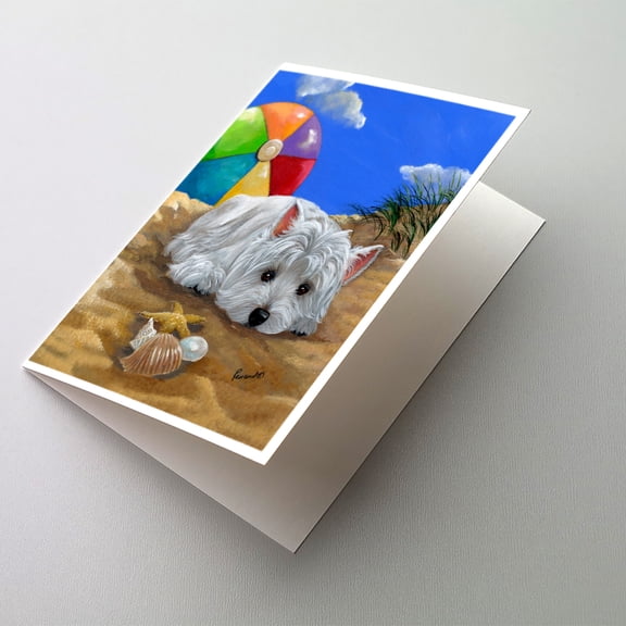 Westie Beach Baby Greeting Cards and Envelopes Pack of 8
