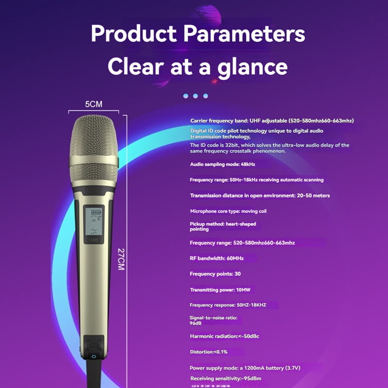 SKM9000 Wireless Microphone Professional UHF Frequency Adjustable Ultimate Sound Clarity for Show Teaching Wedding B