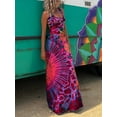 thumbnail image 2 of SUNSIOM Femmes Été Casual Longue Robe Cravate-Teinture Imprimer U-Cou Robe Sans Manches Mode Croix Robe Sans Dos, 2 of 6